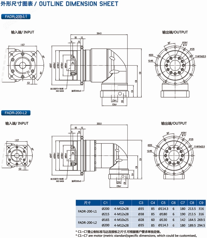 FADR200行星減速機(jī)外形尺寸圖